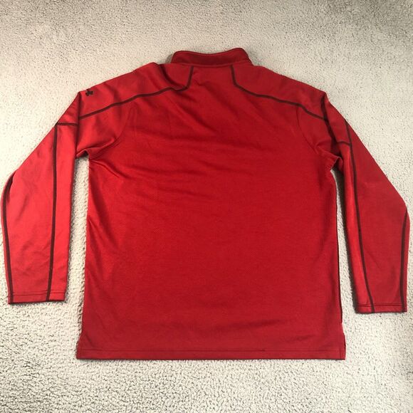 Under Armour Shirt Mens XL Red Pullover Mock Neck 1/4 Zip Logo Long Sleeve - Picture 11 of 13